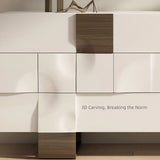 55.1" White Modern Sideboard with 3 Drawers - 2 Shelves - Doors Included - Black Walnut