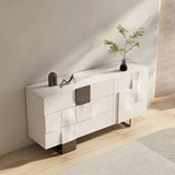55.1" White Modern Sideboard with 3 Drawers - 2 Shelves - Doors Included - Black Walnut