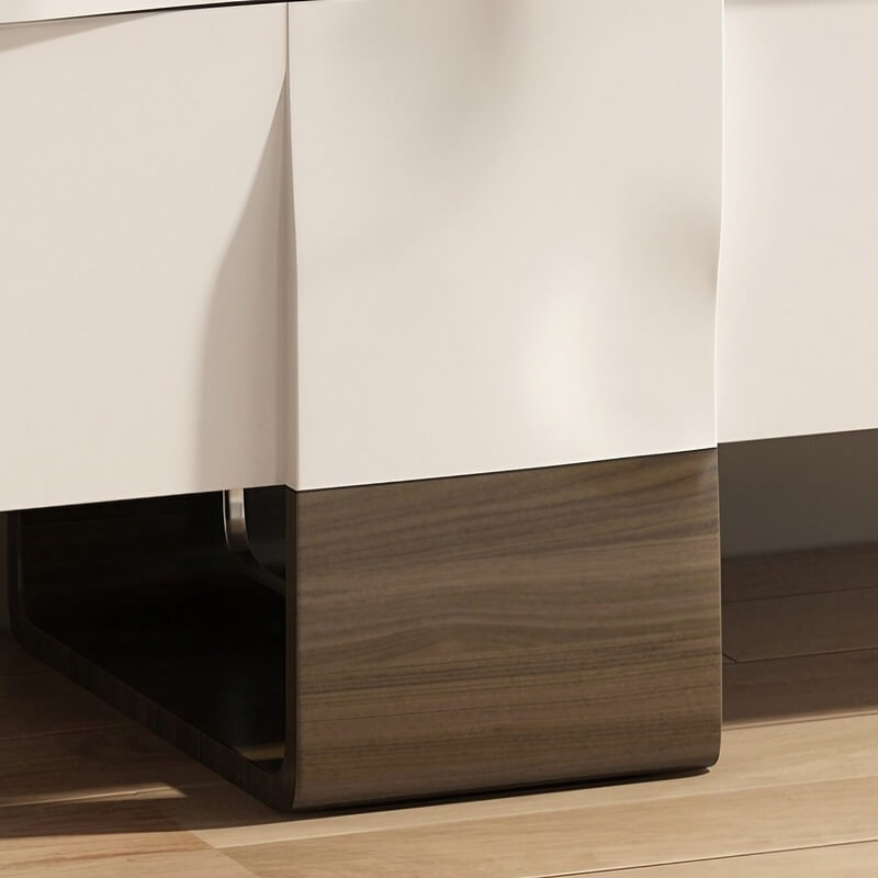 55.1" White Modern Sideboard with 3 Drawers - 2 Shelves - Doors Included - Black Walnut