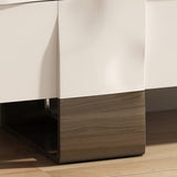 55.1" White Modern Sideboard with 3 Drawers - 2 Shelves - Doors Included - Black Walnut