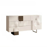 55.1" White Modern Sideboard with 3 Drawers - 2 Shelves - Doors Included - Black Walnut