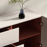 55.1" White Modern Sideboard with 3 Drawers - 2 Shelves - Doors Included - Black Walnut