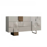 55.1" White Modern Sideboard with 3 Drawers - 2 Shelves - Doors Included - Black Walnut