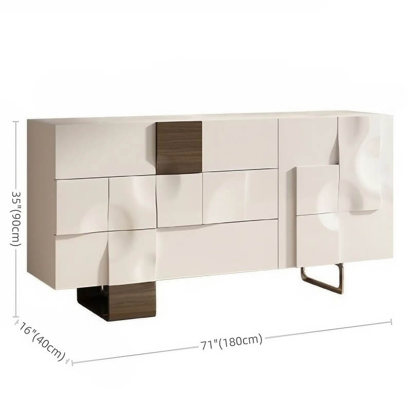 55.1" White Modern Sideboard with 3 Drawers - 2 Shelves - Doors Included - Black Walnut