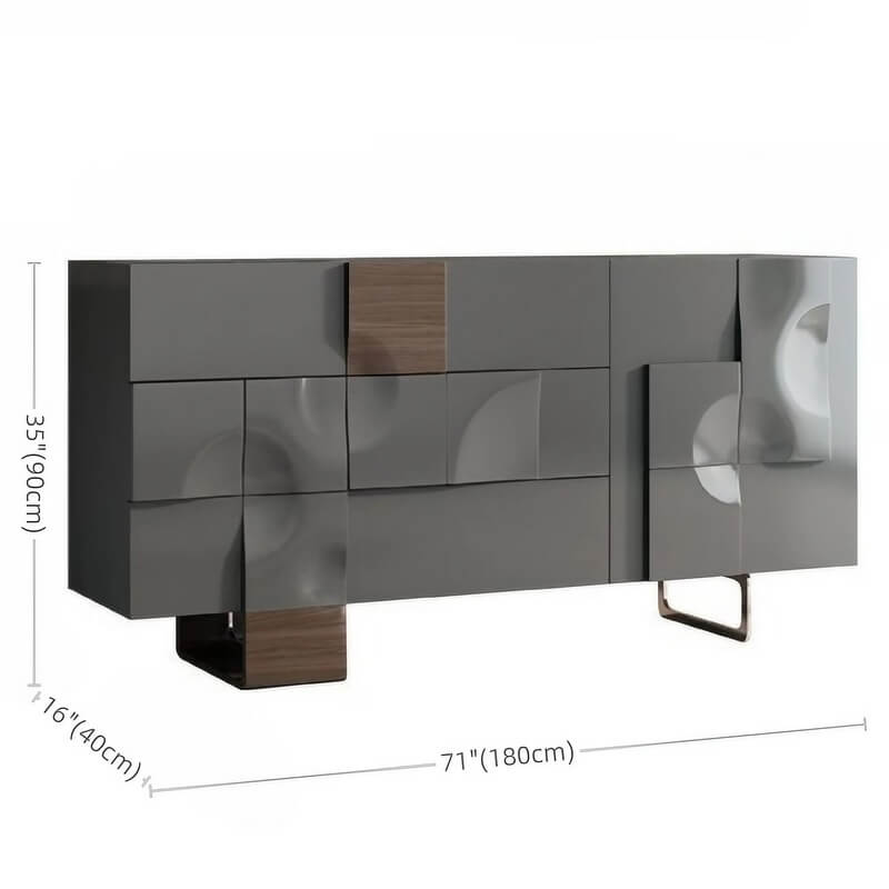 55.1" White Modern Sideboard with 3 Drawers - 2 Shelves - Doors Included - Black Walnut