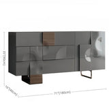 55.1" White Modern Sideboard with 3 Drawers - 2 Shelves - Doors Included - Black Walnut