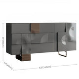 55.1" White Modern Sideboard with 3 Drawers - 2 Shelves - Doors Included - Black Walnut