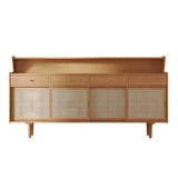 55" Modern Rattan Dresser - Natural - 3 Drawers, Shelves, Doors Included