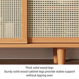 55" Modern Rattan Dresser - Natural - 3 Drawers, Shelves, Doors Included