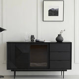 59.1″ Black Vintage Sideboard - Engineered Wood with 3 Drawers, 2 Shelves, and Doors