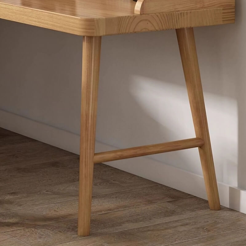 59″ L Shaped Desk Natural Wood Minimalist Nordic Style Trestle Base