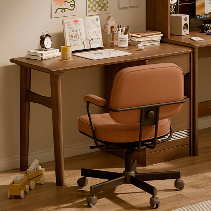 59″ L Shaped Desk Wood Sled Base Black Walnut Rustic Storage Rotating Shelves