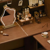 59″ L Shaped Desk Wood Sled Base Black Walnut Rustic Storage Rotating Shelves