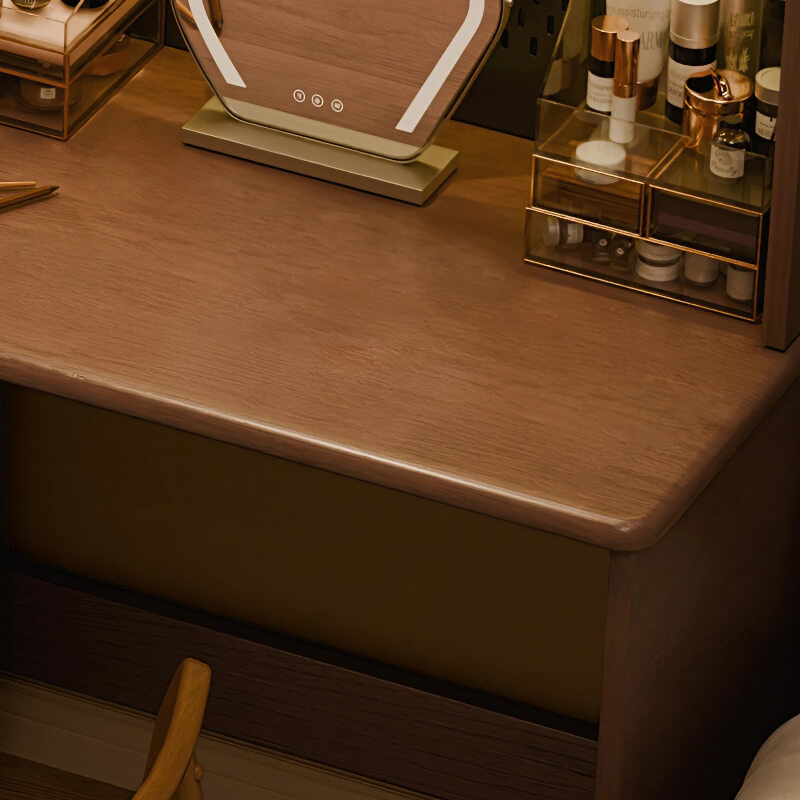 59″ L Shaped Desk Wood Sled Base Black Walnut Rustic Storage Rotating Shelves