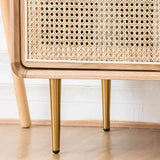 59" Modern Rattan Dresser with 3 Drawers, Shelves, Doors - Natural