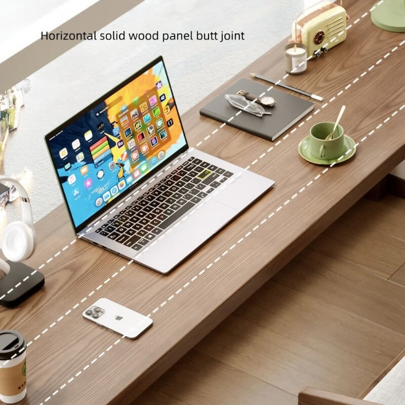 59″ Nordic L Shaped Desk Walnut Minimalist Wood Pedestal Sled