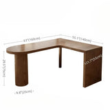 59″ Nordic L Shaped Desk Walnut Minimalist Wood Pedestal Sled