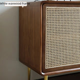 59" Rattan Dresser - 3 Drawers, Walnut - Japandi Style