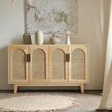 59" Rattan Dresser - Natural Japandi Style with Doors and Shelves