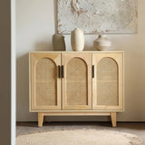 59" Rattan Dresser - Natural Japandi Style with Doors and Shelves
