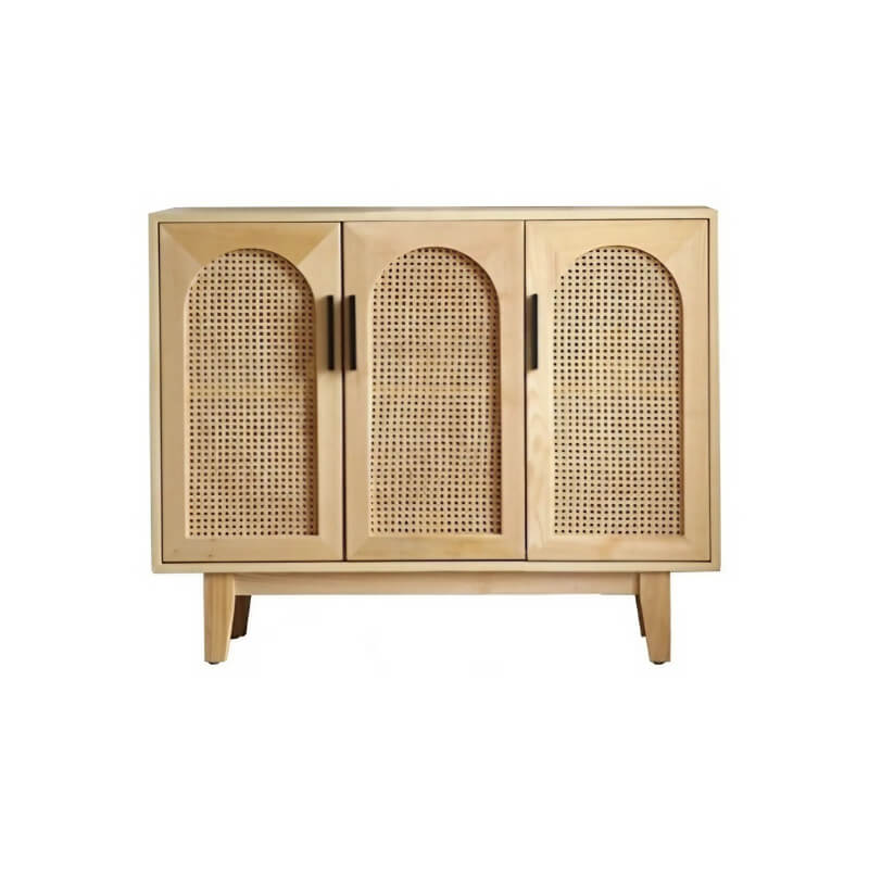 59" Rattan Dresser - Natural Japandi Style with Doors and Shelves
