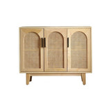 59" Rattan Dresser - Natural Japandi Style with Doors and Shelves