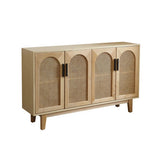 59" Rattan Dresser - Natural Japandi Style with Doors and Shelves
