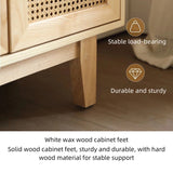 59" Rattan Dresser - Natural Japandi Style with Doors and Shelves