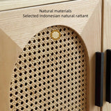 59" Rattan Dresser - Natural Japandi Style with Doors and Shelves