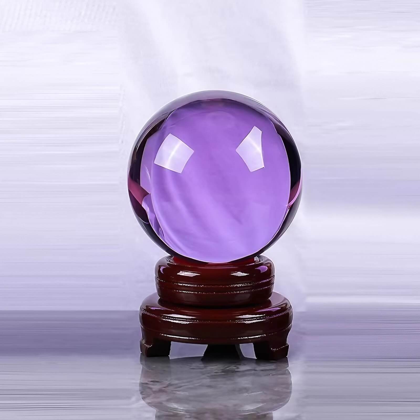 6.5″ Crystal Ball Purple Crystal Glass Feng Shui Decor for Office Living Room