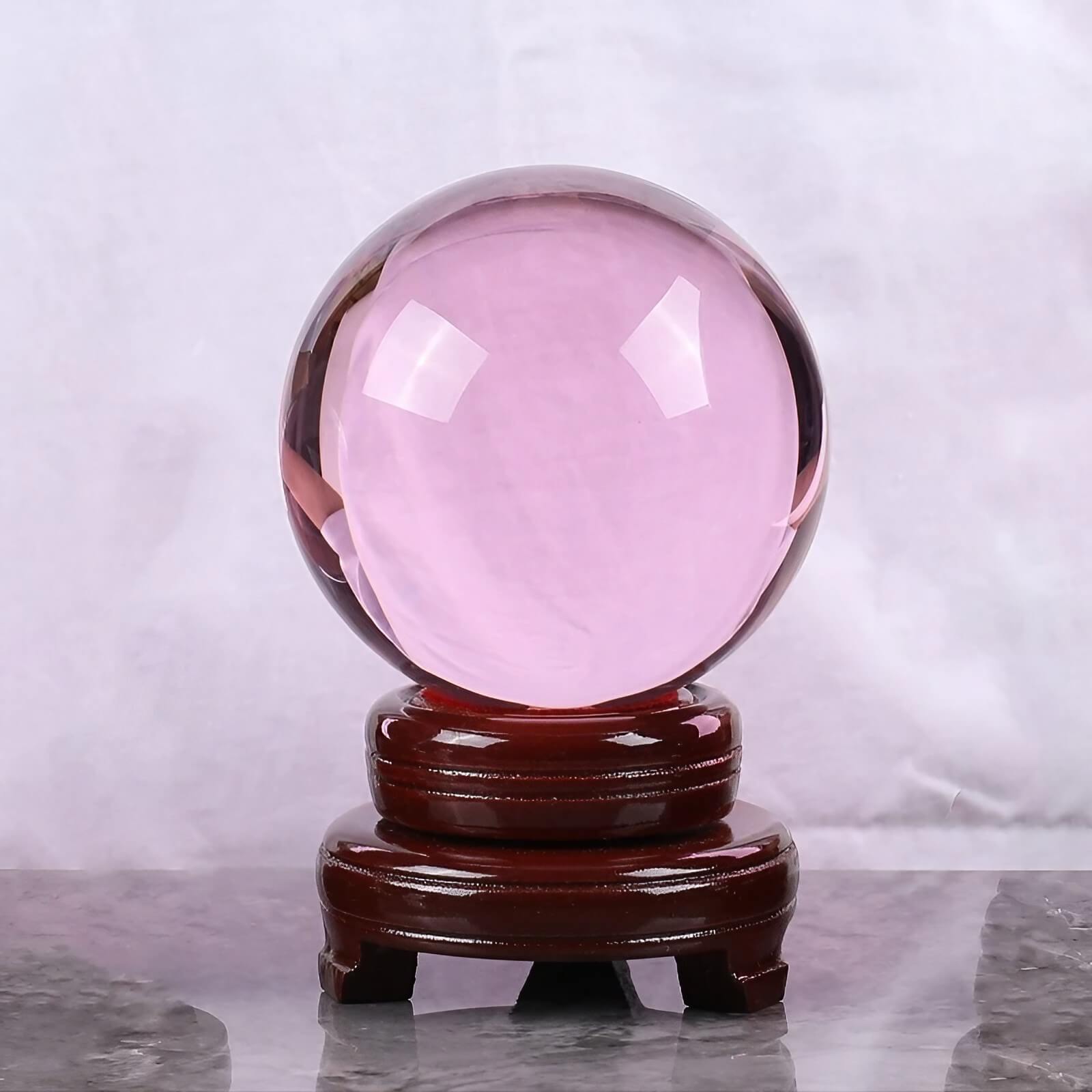 6.5″ Crystal Ball Purple Crystal Glass Feng Shui Decor for Office Living Room