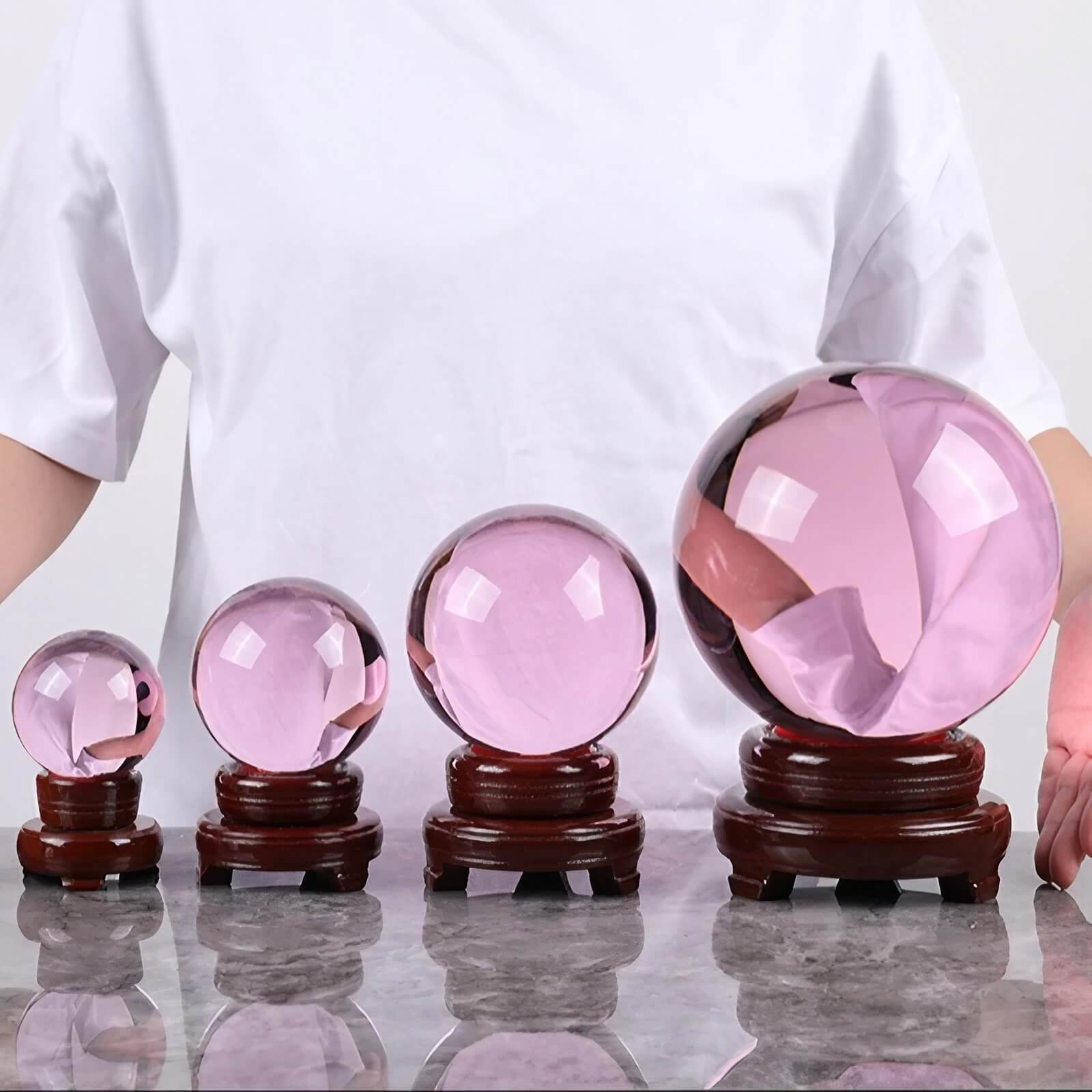 6.5″ Crystal Ball Purple Crystal Glass Feng Shui Decor for Office Living Room