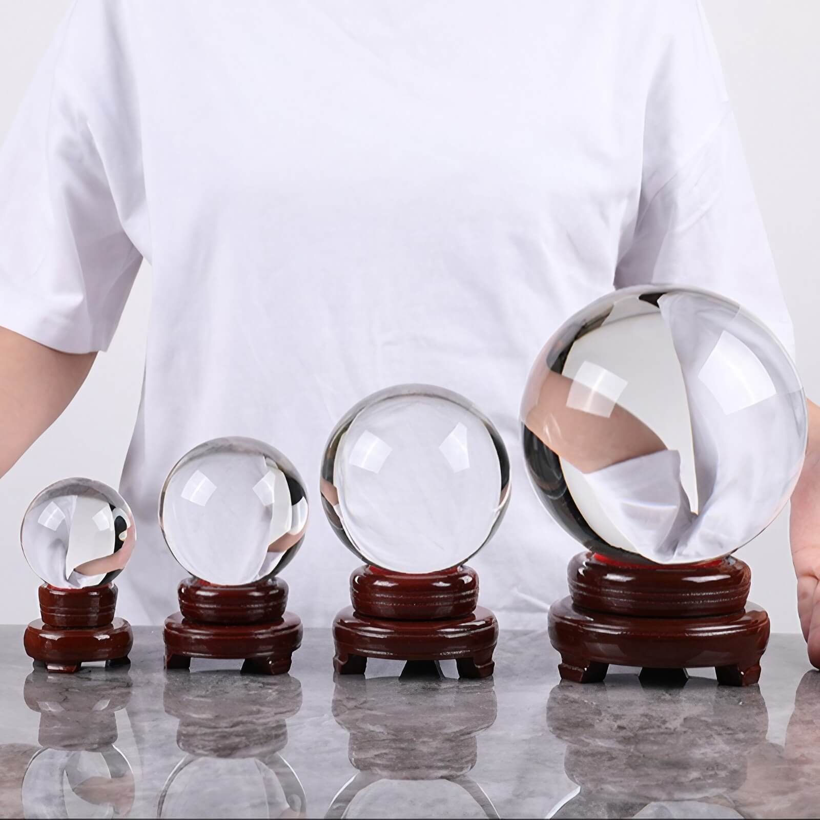 6.5″ Crystal Ball Purple Crystal Glass Feng Shui Decor for Office Living Room