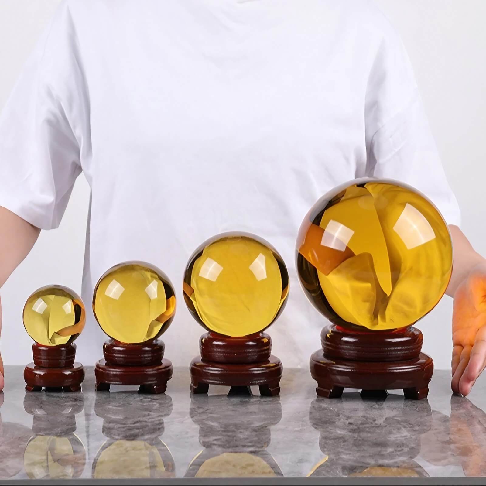 6.5″ Crystal Ball Purple Crystal Glass Feng Shui Decor for Office Living Room