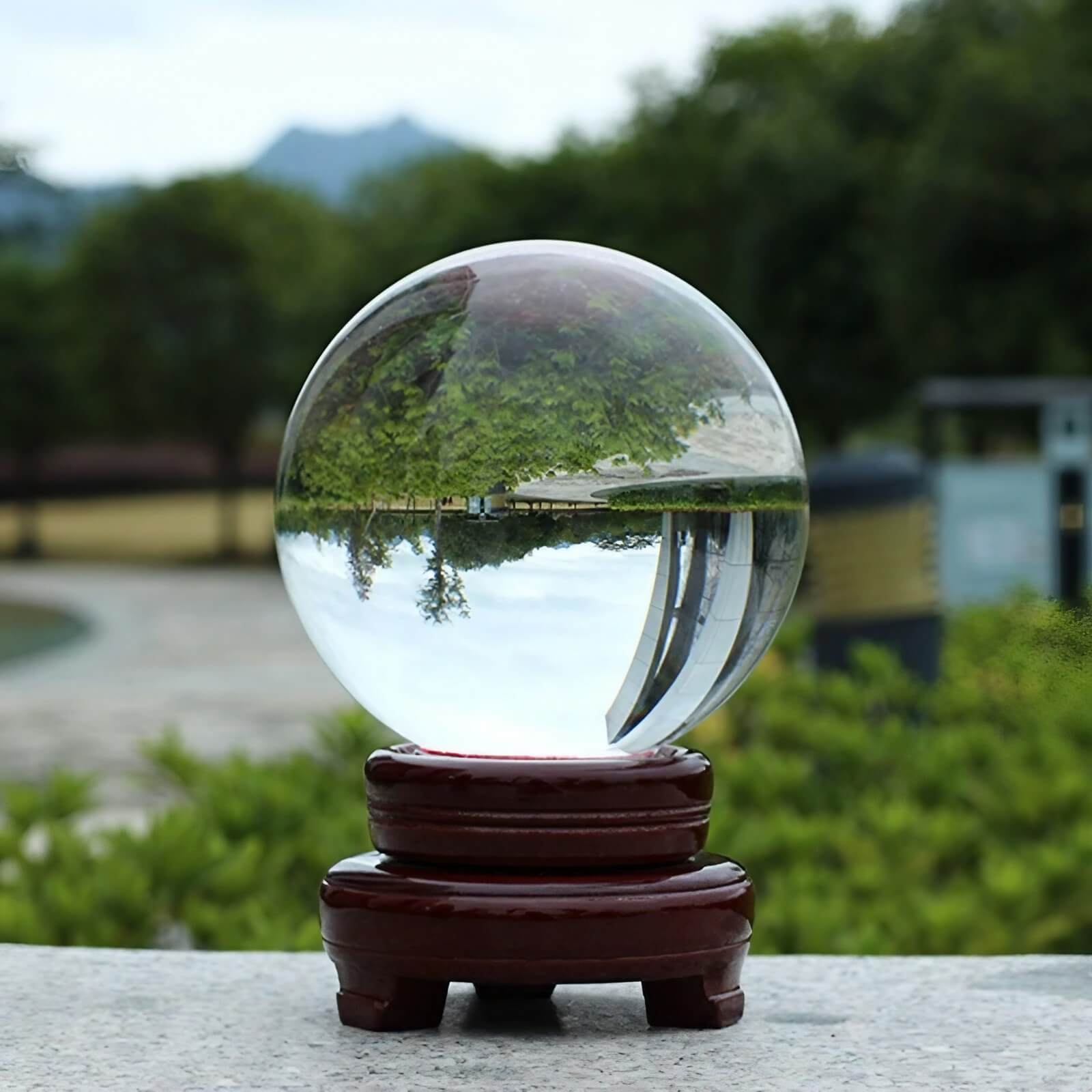 6.5″ Crystal Ball Purple Crystal Glass Feng Shui Decor for Office Living Room