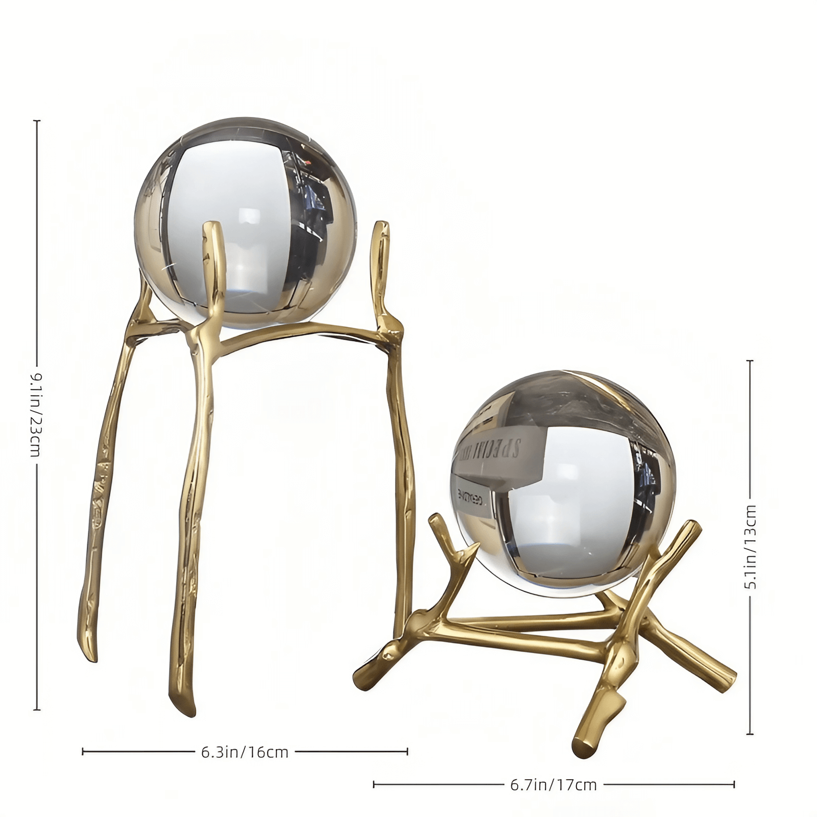 6.7″ Crystal Ball Transparent Brass and Crystal Feng Shui Decor for Office Living Room