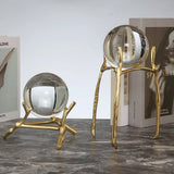 6.7″ Crystal Ball Transparent Brass and Crystal Feng Shui Decor for Office Living Room