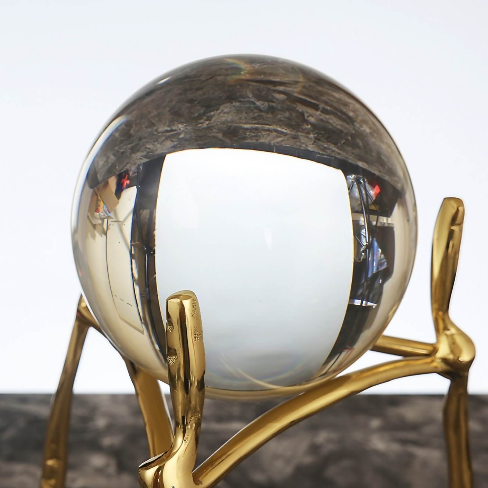 6.7″ Crystal Ball Transparent Brass and Crystal Feng Shui Decor for Office Living Room