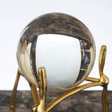 6.7″ Crystal Ball Transparent Brass and Crystal Feng Shui Decor for Office Living Room