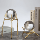6.7″ Crystal Ball Transparent Brass and Crystal Feng Shui Decor for Office Living Room
