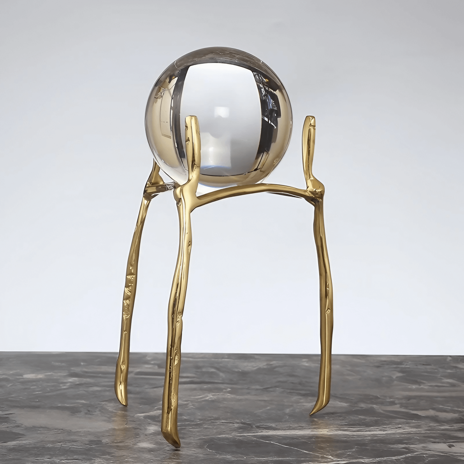 6.7″ Crystal Ball Transparent Brass and Crystal Feng Shui Decor for Office Living Room