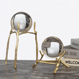 6.7″ Crystal Ball Transparent Brass and Crystal Feng Shui Decor for Office Living Room