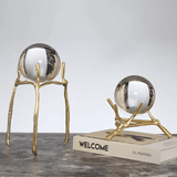 6.7″ Crystal Ball Transparent Brass and Crystal Feng Shui Decor for Office Living Room