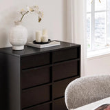 63.0″ Natural Solid Wood Sideboard - Scandinavian-style with 4 Drawers, 6 Shelves, Doors Feature