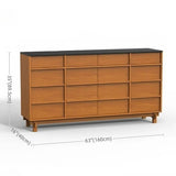 63.0″ Natural Solid Wood Sideboard - Scandinavian-style with 4 Drawers, 6 Shelves, Doors Feature
