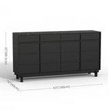 63.0″ Natural Solid Wood Sideboard - Scandinavian-style with 4 Drawers, 6 Shelves, Doors Feature