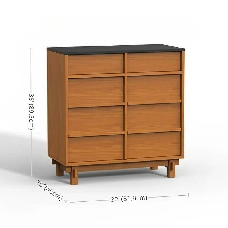 63.0″ Natural Solid Wood Sideboard - Scandinavian-style with 4 Drawers, 6 Shelves, Doors Feature