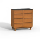63.0″ Natural Solid Wood Sideboard - Scandinavian-style with 4 Drawers, 6 Shelves, Doors Feature