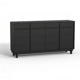 63.0″ Natural Solid Wood Sideboard - Scandinavian-style with 4 Drawers, 6 Shelves, Doors Feature