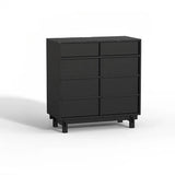 63.0″ Natural Solid Wood Sideboard - Scandinavian-style with 4 Drawers, 6 Shelves, Doors Feature